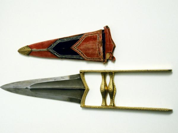Large dagger with red patterned sheath