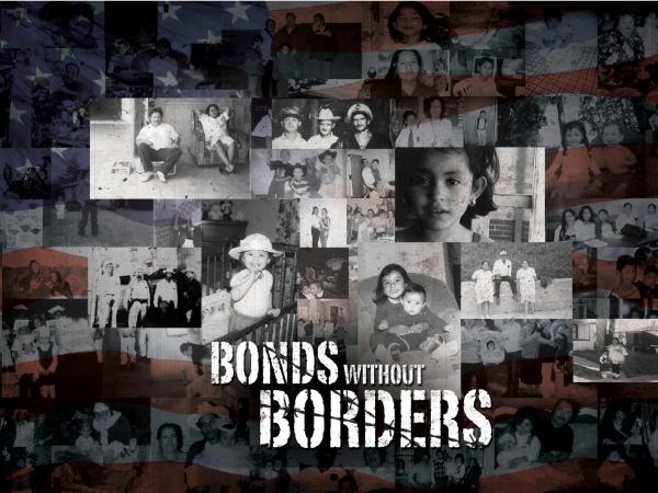 black and white photos of people with the words bonds without borders superimposed on topders