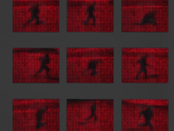 Rows of three panel images depicting a dark shadowy male figure in various poses