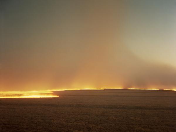 Photograph of a line of fire across in the distance