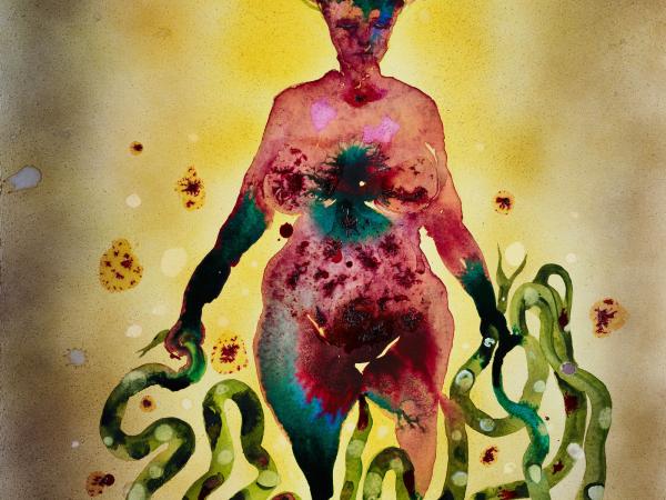 Female figure with tentacle-like hands