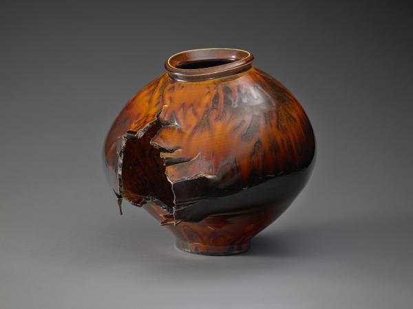 Brown ceramic moon jar