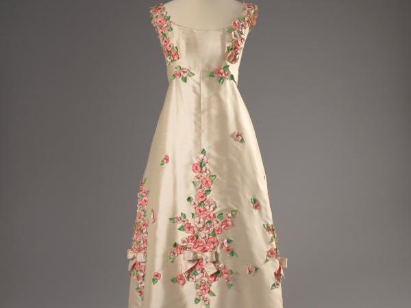 White floral formal gown
