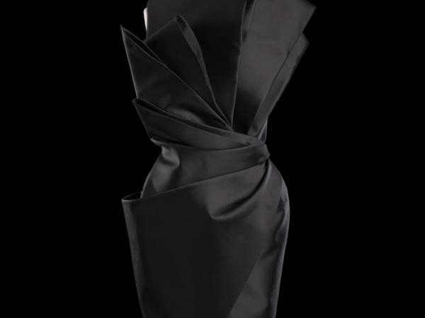 Black silk twill sleek dress