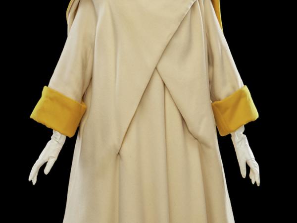 Yellow drape-y wool coat from the 1950s