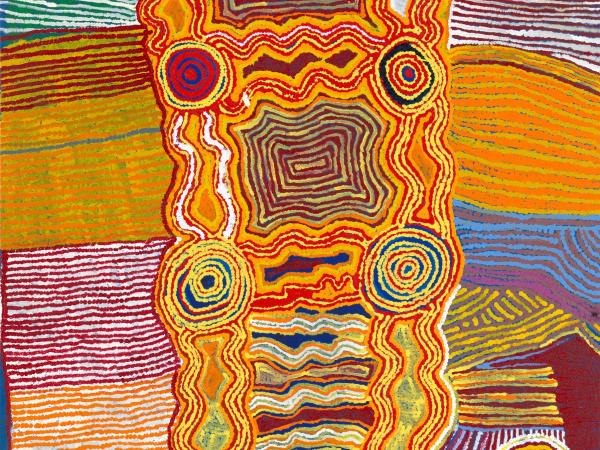 Colorful block patterns of yellow and bright oranges