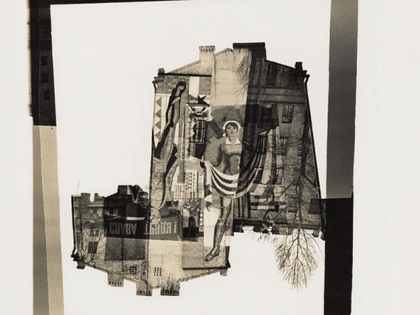 Abstract collage made out of photographs and newspaper print