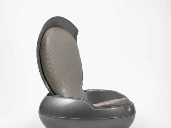 Gray futuristic-looking synthetic chair