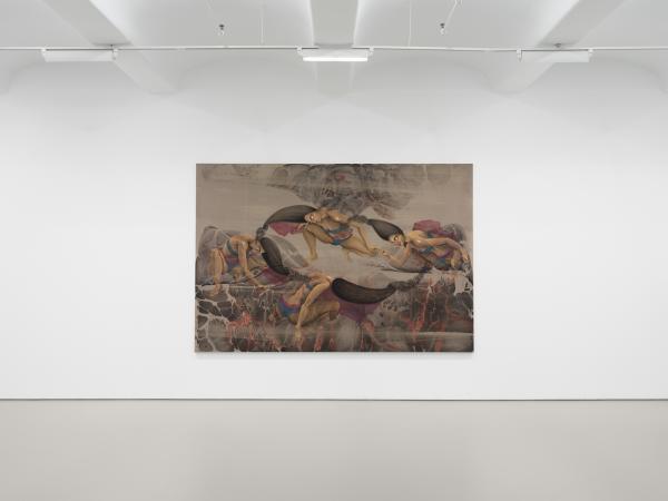 Gallery view of an array of bodies melding together to resemble a fire
