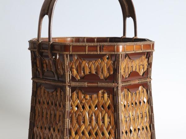 Tall basket made out of bamboo