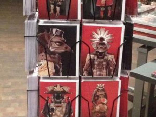 Cards with suits of armor from the Samurai exhibition