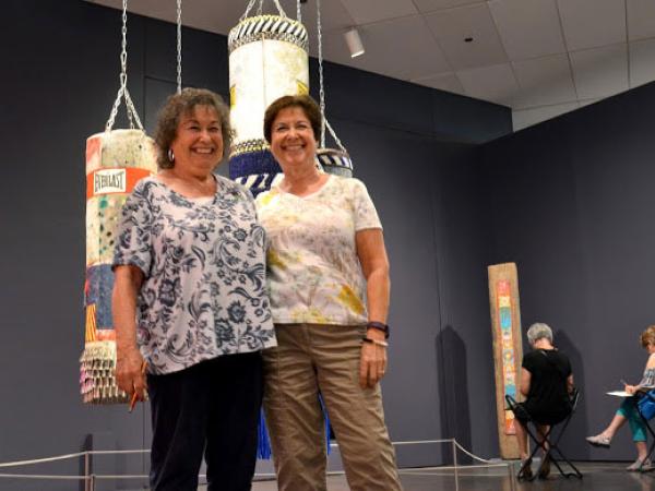 2 women in the Jeffrey Gibson: Like a Hammer exhibition
