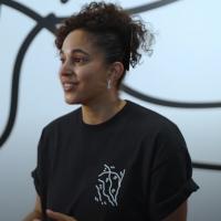 Shantell Martin being interviewed at the Denver Art Museum