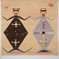 wool textile of two figures