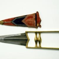 Large dagger with red patterned sheath