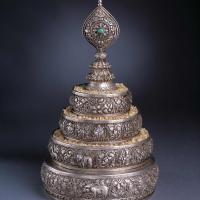 Silver layer circular mandala sculpture