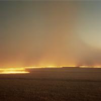 Photograph of a line of fire across in the distance