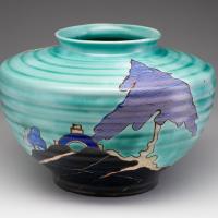 Ceramic turquoise and teal vase