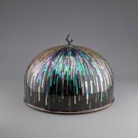 Silver lacquer platter-shaped box