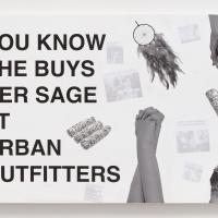 Collage with the text "you know she buys her sage at Urban Outifitters"