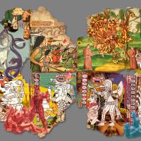 Codex panel featuring different scenes and iconography from Mexico