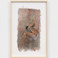 Woman on the ground with her legs in the air and underwear near her feet