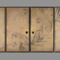 Tigers in Landscape and Birds by MORI Tetsuzan 森徹山 (Tessan)