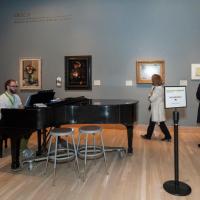 Nathan Hall’s “piano office” in the European and American art collection&#039;s Still Life Gallery at the Denver Art Museum.