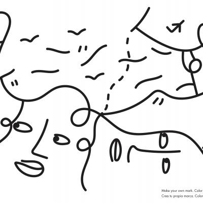 black white coloring sheet of Shantell Martin's drawing