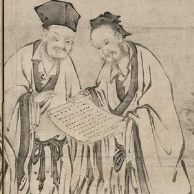 Ink drawing of Chinese sages by artist Kanō Motonobu
