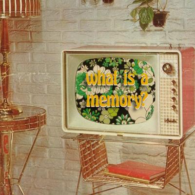 Rendering with a vintage TV displaying the phrase, "What is a memory?"