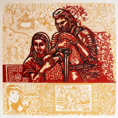 Screen print of a scene featuring Malinche