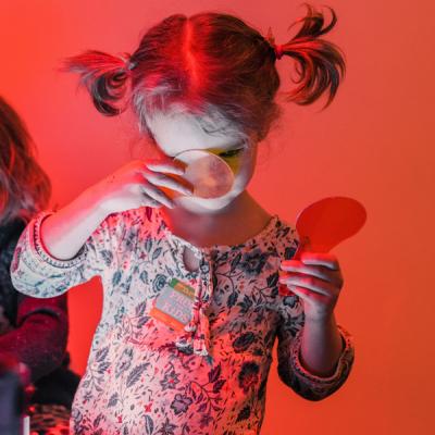 Girl playing with games