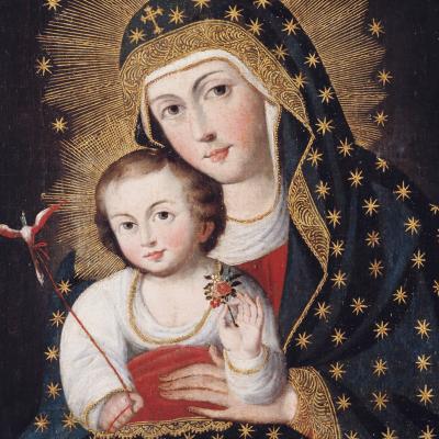 Painting of Madonna with her child in her lap