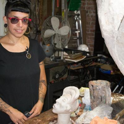 Artist Danette Montoya in her studio