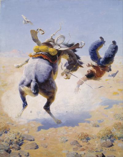 Rider being thrown from a horse