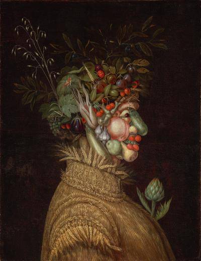 Giuseppe Arcimboldo, Summer, 1572. Oil on canvas. 36 x 27-2/4 in. Denver Art Museum; fund from Helen Dill bequest.