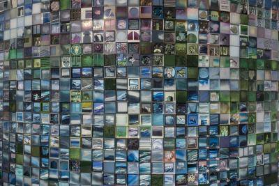 Mixed media tile installation