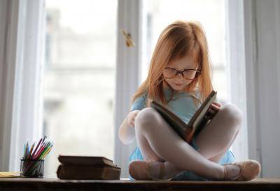 Child reading book