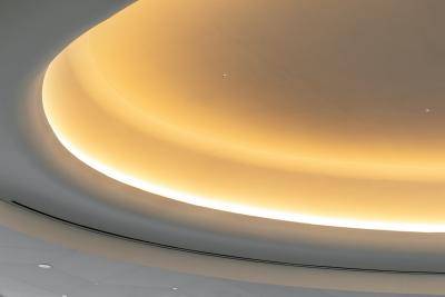 Lit up ceiling in the new Martin Building