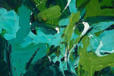 green abstract expressionist painting
