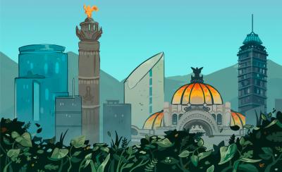 illustrated skyline of Mexico City