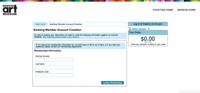 Member login account page