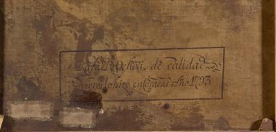 signature of the artist on the back of the canvas