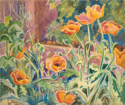painting of orange poppies