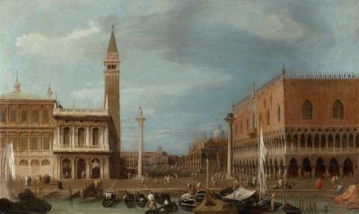 Painting of buildings and canals in Venice at daytime