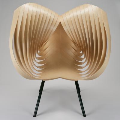 Wooden ruffled chair