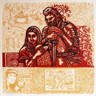 Screen print of a scene featuring Malinche
