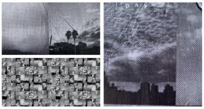 collage of black and white photos of the sky