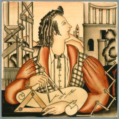 a tile illustrated with a man working as an architect